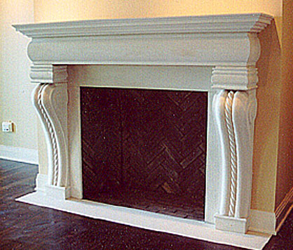 Custom Curved Limestone Fireplace