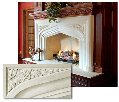 Custom Limestone Fireplace