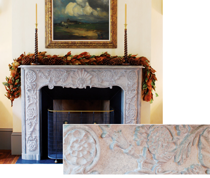 Custom Hand-carved Limestone Fireplace
